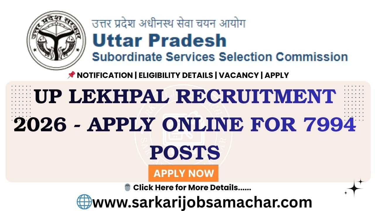 UP Lekhpal Recruitment 2026 - Apply Online for 7994 Posts