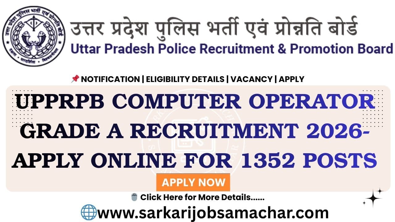 UPPRPB Computer Operator Grade A Recruitment 2026- Apply Online for 1352 Posts