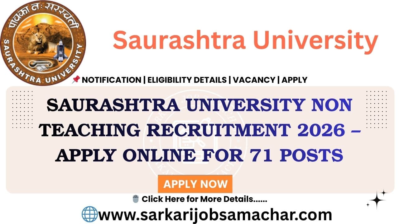 Saurashtra University Non Teaching Recruitment 2026 ā Apply Online for 71 Posts