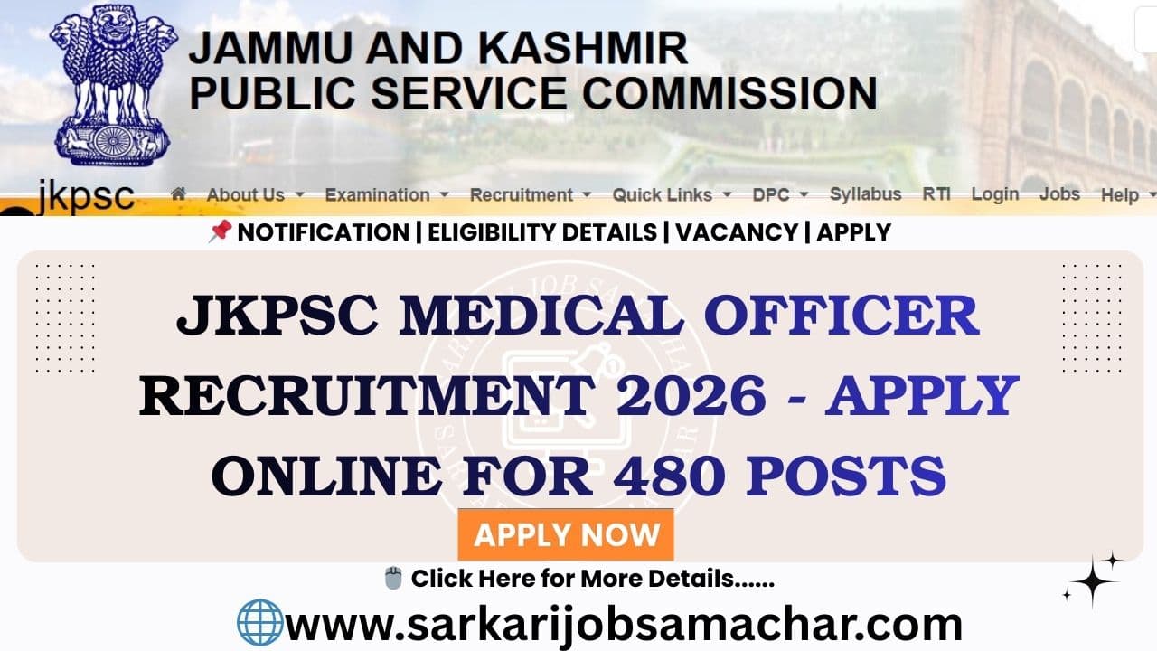 JKPSC Medical Officer Recruitment 2026 - Apply Online for 480 Posts