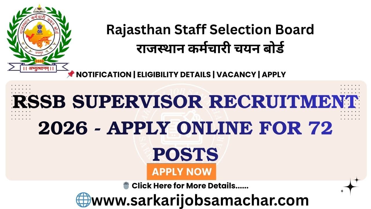 RSSB Supervisor Recruitment 2026 - Apply Online for 72 Posts