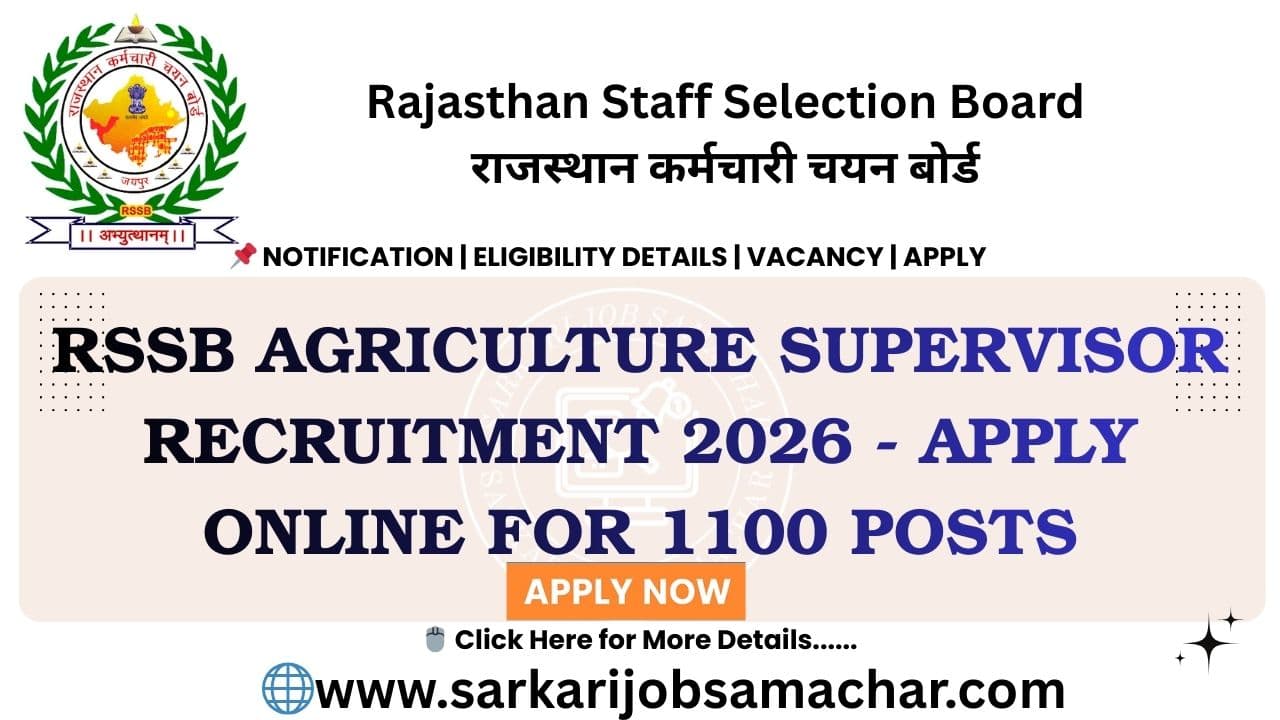 RSSB Agriculture Supervisor Recruitment 2026 - Apply Online for 1100 Posts