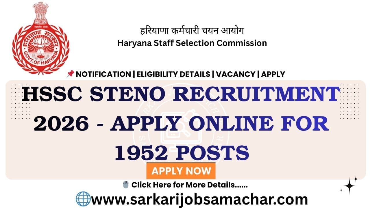 HSSC Steno Recruitment 2026 - Apply Online for 1952 Posts